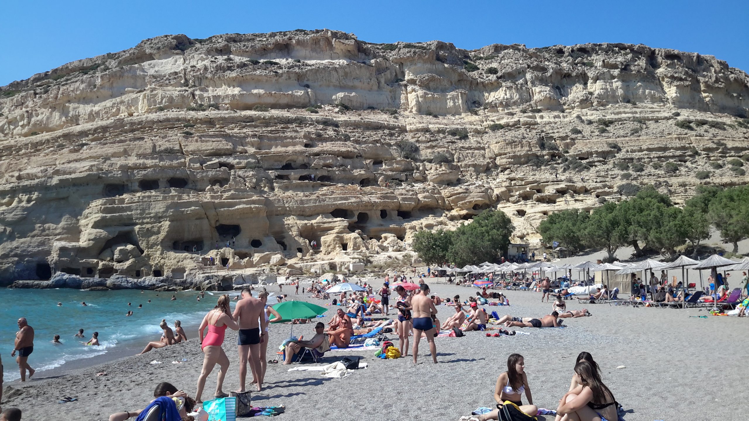 Beautiful Matala, Crete. Sand caves where Hippies lived in the 60's & early 70's